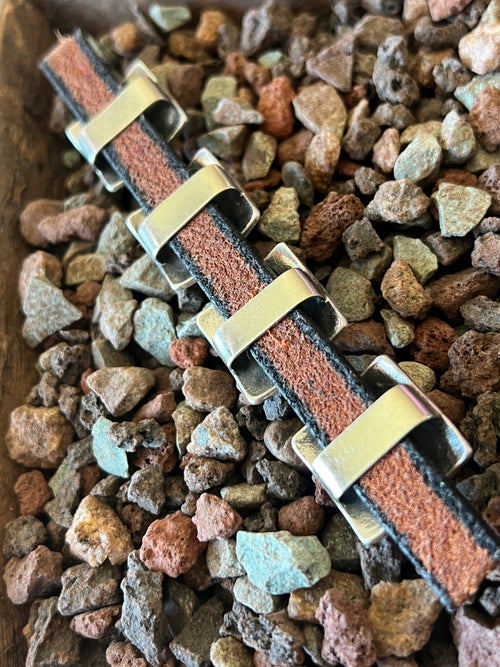 Sterling Concho Slide with Turquoise: Four Directions