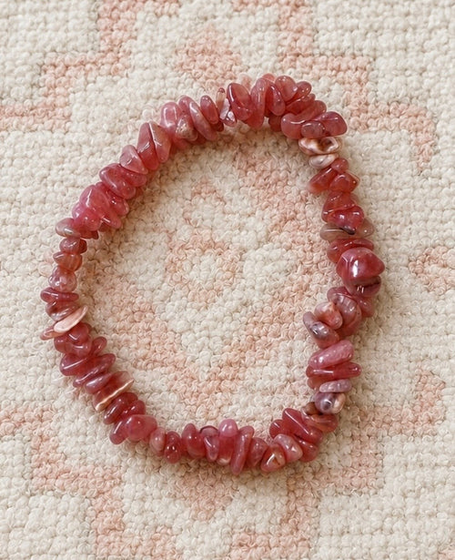 Rhodochrosite beaded Chips stretch bracelet
