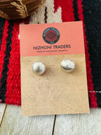 Handcrafted Sterling Silver Pearl Stud Earrings 10mm