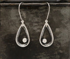 Raked Teardrop Earrings w/ Off Center Bead on Hook