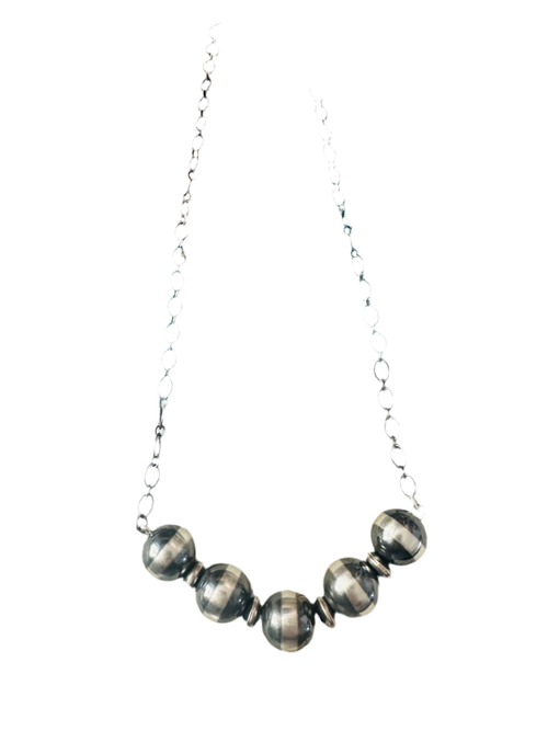 Navajo Sterling Silver Pearl Beaded Chain Necklace