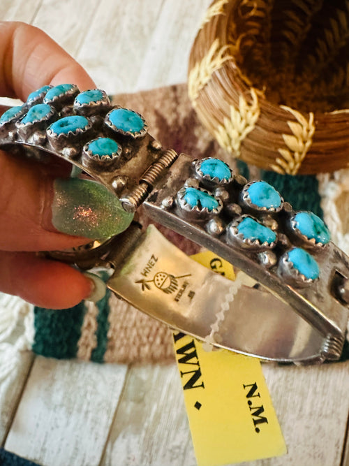 Old Pawn Vintage Navajo Turquoise & Sterling Silver Watch-