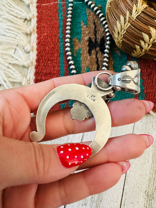 Navajo Sterling Silver & Sonoran Gold Turquoise Beaded Naja Necklace