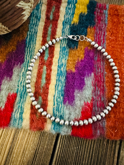 Handcrafted 3mm Sterling Silver Pearl Beaded Bracelet