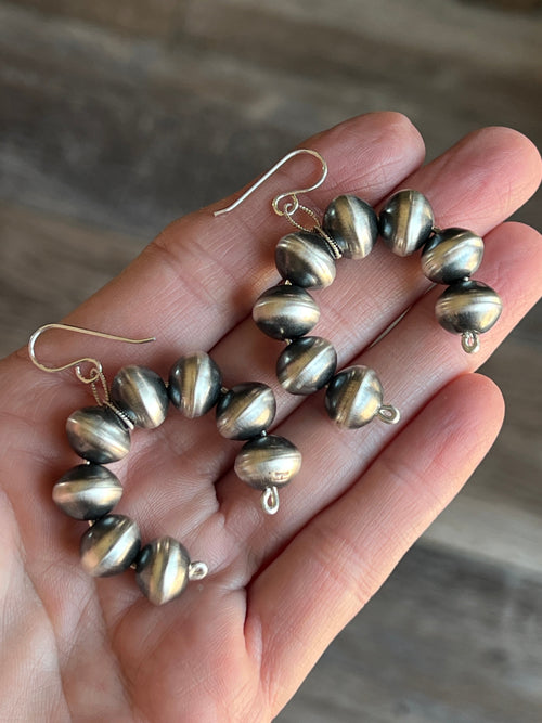 Tonisha Haley Handmade Navajo Pearl Naja Earrings, 11mm Beads