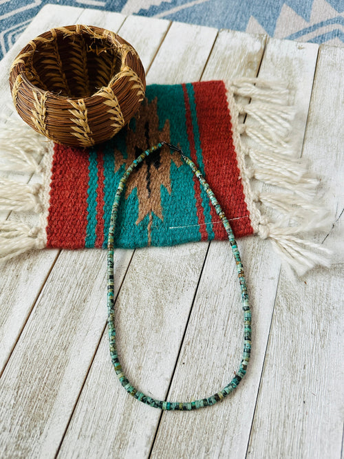 Handcrafted Turquoise & Sterling Silver 18” Beaded Necklace