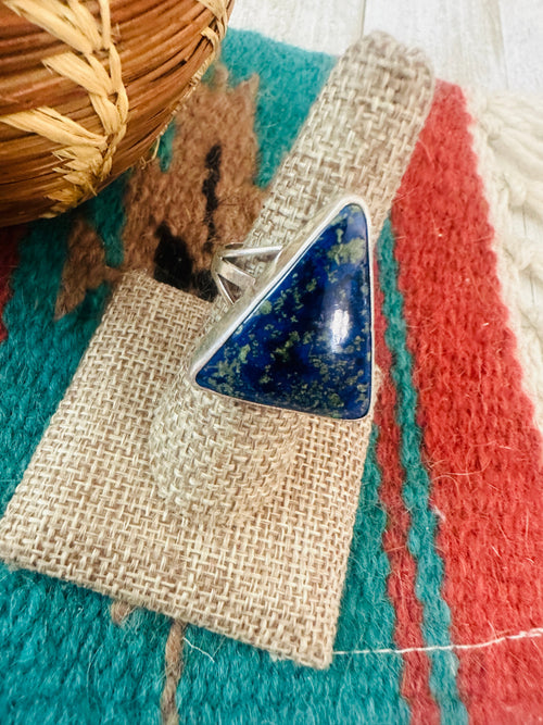 Old Pawn Navajo Sterling Silver & Azurite Ring Size 7