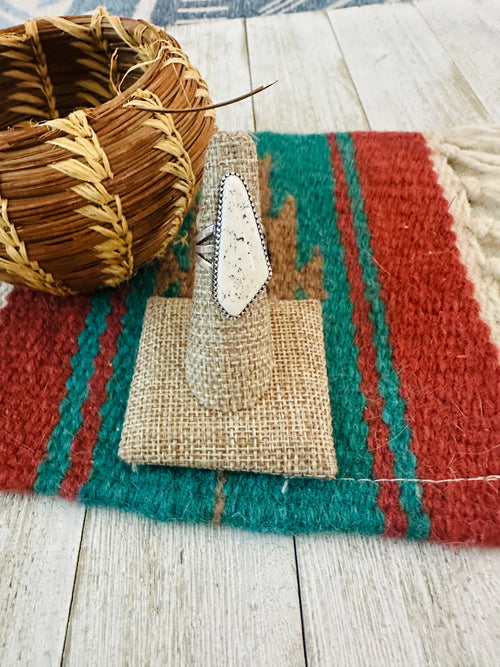 Old Pawn Navajo Sterling Silver & White Buffalo Ring