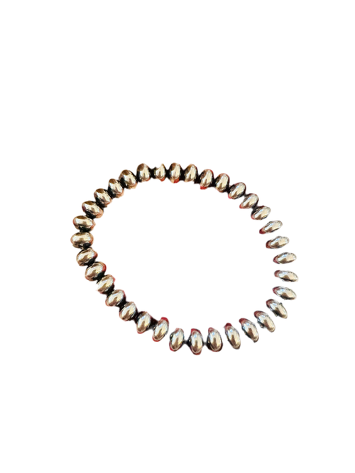 Navajo 8mm Sterling Silver Pearl Beaded Stretch Bracelet 7"