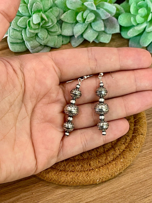 Handmade Sterling Silver Beaded Dangle Earrings