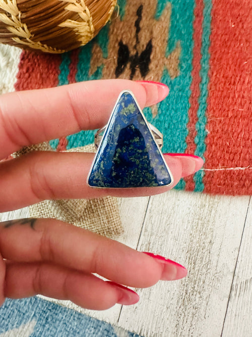 Old Pawn Navajo Sterling Silver & Azurite Ring Size 7