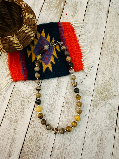 Handcrafted Sterling Silver Pearl & Bumblebee Beaded Necklace