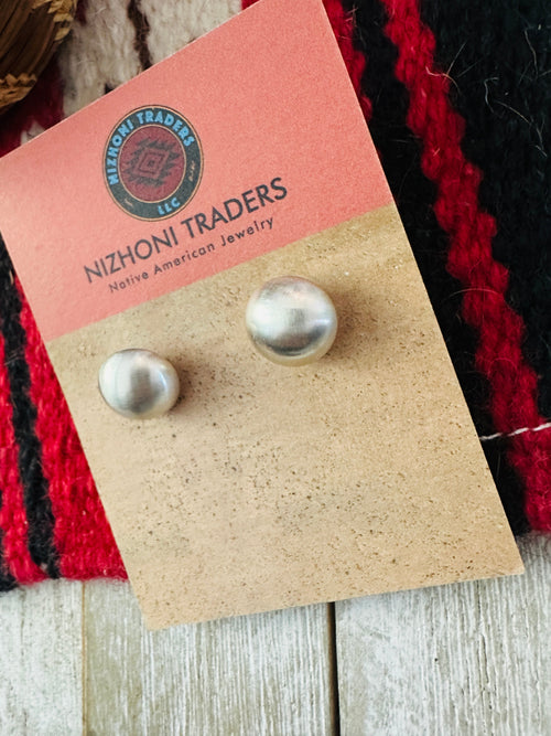 Handcrafted Sterling Silver Pearl Stud Earrings 10mm