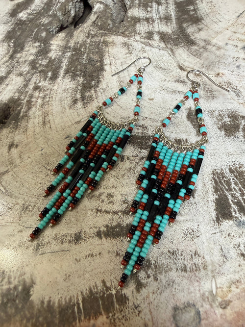 “The Golden Collection” Desert Dancer Handmade Multi Color Beaded Earrings