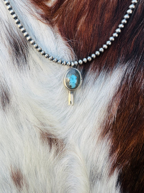 Handcrafted Turquoise & Sterling Silver Beaded Blossom Necklace