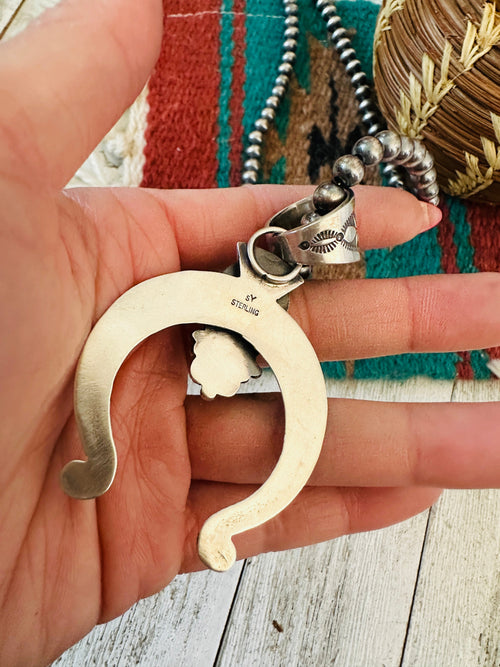 Navajo Sterling Silver & Sonoran Gold Turquoise Beaded Naja Necklace