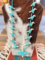 Old Pawn Handcrafted Multi Stone Fetish Eagle Beaded 30” Necklace