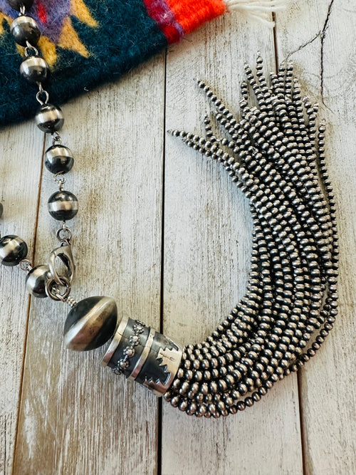 Handcrafted Sterling Silver Beaded Tassel Blossom Necklace