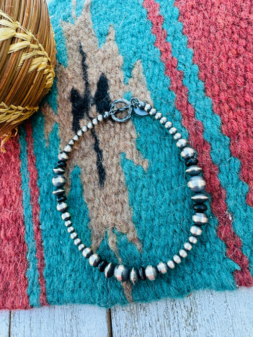 Handcrafted Onyx & Sterling Silver Pearl Beaded Bracelet