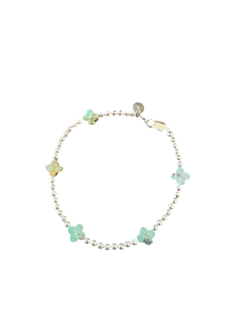 Handcrafted Sterling Silver Pearl & Turquoise Beaded Bracelet