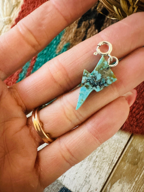Handcrafted Hand Carved Turquoise Lightning Bolt Charm