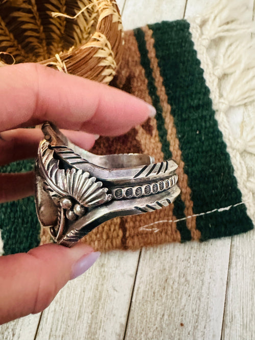 Handcrafted Old Pawn Turquoise & Sterling Silver Cuff Bracelet