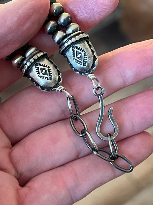 Navajo Made Sterling Silver Electric Rainbow Beaded Cluster Necklace & Earrings Set by Angela Martin