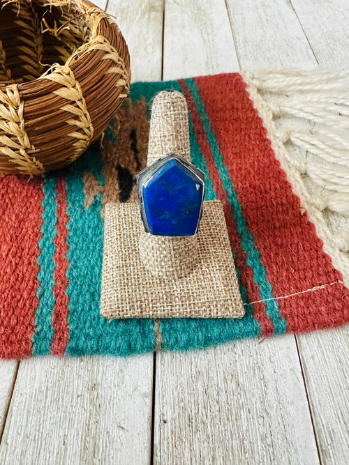 Old Pawn Navajo Sterling Silver & Lapis Men’s Ring Size 8