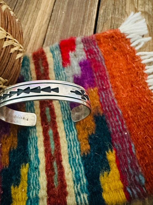 Handcrafted Old Pawn Sterling Silver Cuff Bracelet
