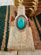 Old Pawn Handcrafted Turquoise & Sterling Silver Ring Size 7