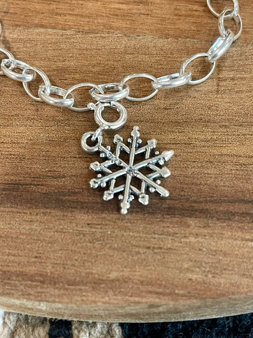 Handcrafted Sterling Silver CHRISTMAS SNOWFLAKE Charm
