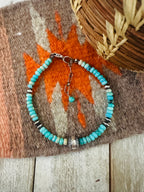 Navajo Sterling Silver Pearl & Turquoise Beaded Bracelet