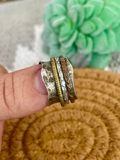 Vintage Handmade Copper Stacked Ring Sz 5.75