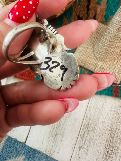 Old Pawn Navajo Sterling Silver & Turquoise Ring Size 7.5 by Jon McCray