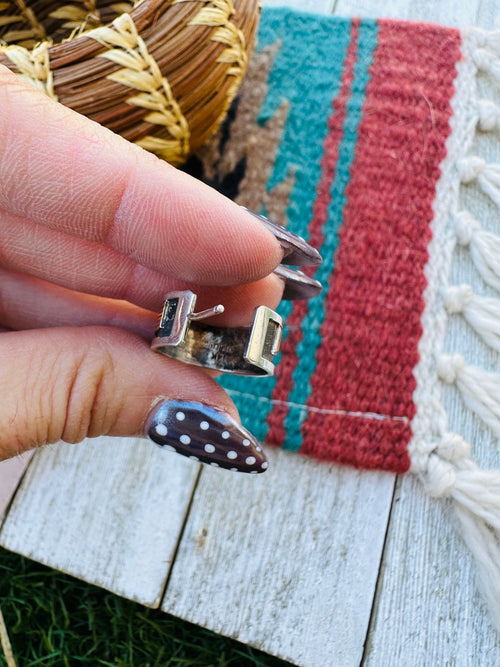 Handcrafted Old Pawn Sterling Silver with 14K Gold Overlay Hoop Earrings