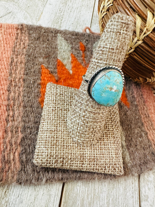 Old Pawn Navajo Sterling Silver & Turquoise Ring Size 7.25