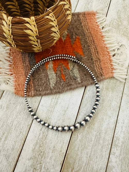 Navajo Sterling Silver Beaded Wrap Choker Necklace