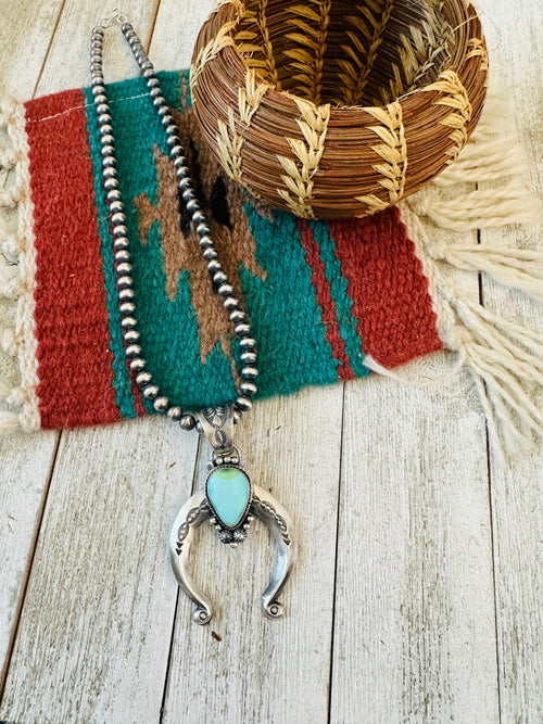 Handcrafted Sterling Silver & Turquoise Beaded Naja Necklace