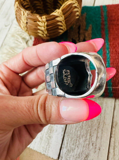 Old Pawn Navajo Sterling Silver & Lapis Men’s Ring Size 8