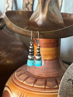 Navajo Made Sterling Silver Summer Lovin’ Kingman Turquoise Heishi Beaded Drop Earrings, Leverback