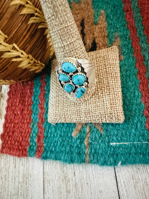 Handcrafted Sterling Silver & Turquoise Cluster Ring