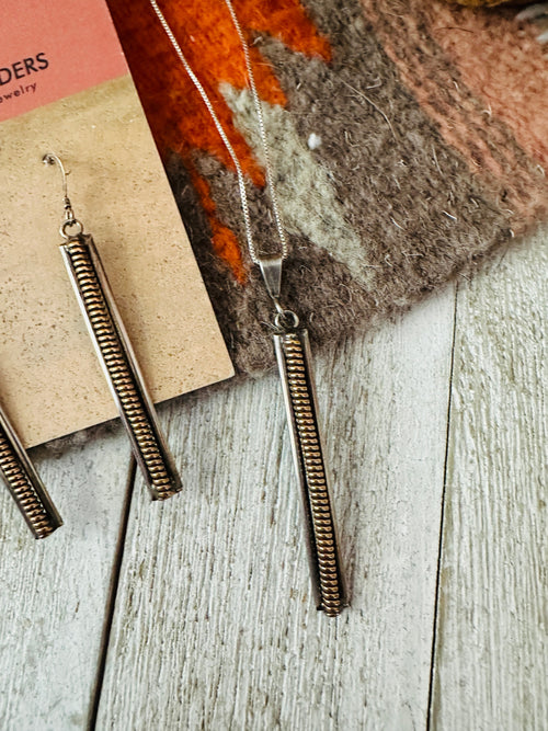 Vintage Old Pawn Navajo Copper & Sterling Silver Necklace Set