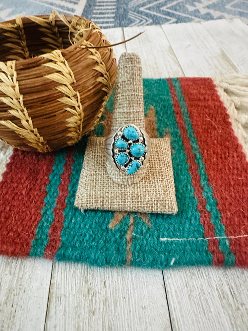 Handcrafted Sterling Silver & Turquoise Cluster Ring