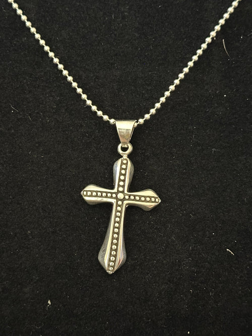 Bead Row Cross Necklace