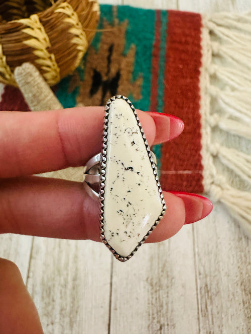 Old Pawn Navajo Sterling Silver & White Buffalo Ring