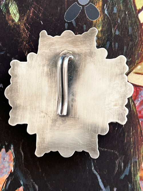 Rosella Paxson Blue Mohave Shepherd Hook Santa Fe Cross Pendant