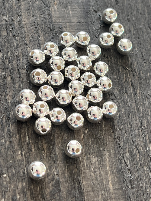 10 Bright Sterling Silver Machine Made Seamless Round Beads, 8mm