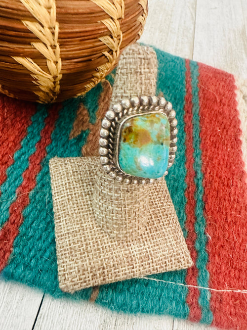 Old Pawn Navajo Sterling Silver & Turquoise Ring Size 6.5