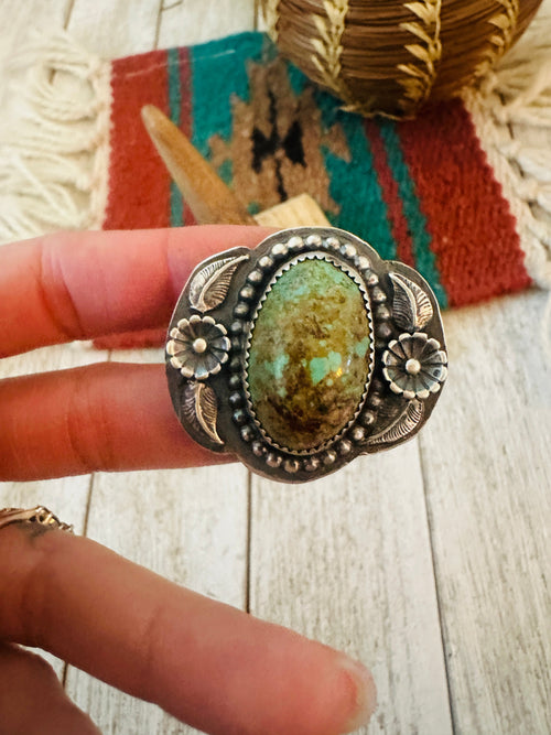 Old Pawn Navajo Sterling Silver & Turquoise Ring Size 6