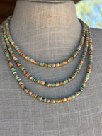 Handcrafted Kingman Turquoise & Spiny Sterling Silver 4mm Beaded Necklace